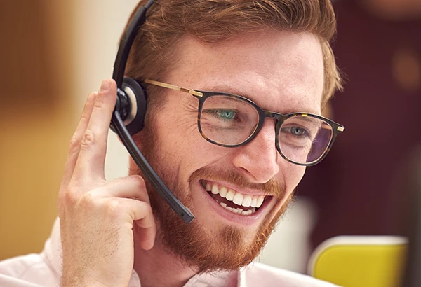 Businessman Wearing Headset Talking